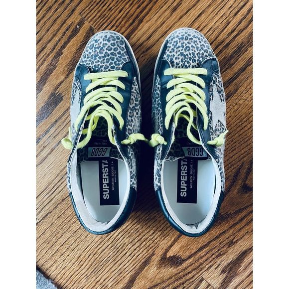 GOLDEN GOOSE Superstar Leopard-Print Suede Court Sneakers Sz. 39- worn 2x - Picture 3 of 5